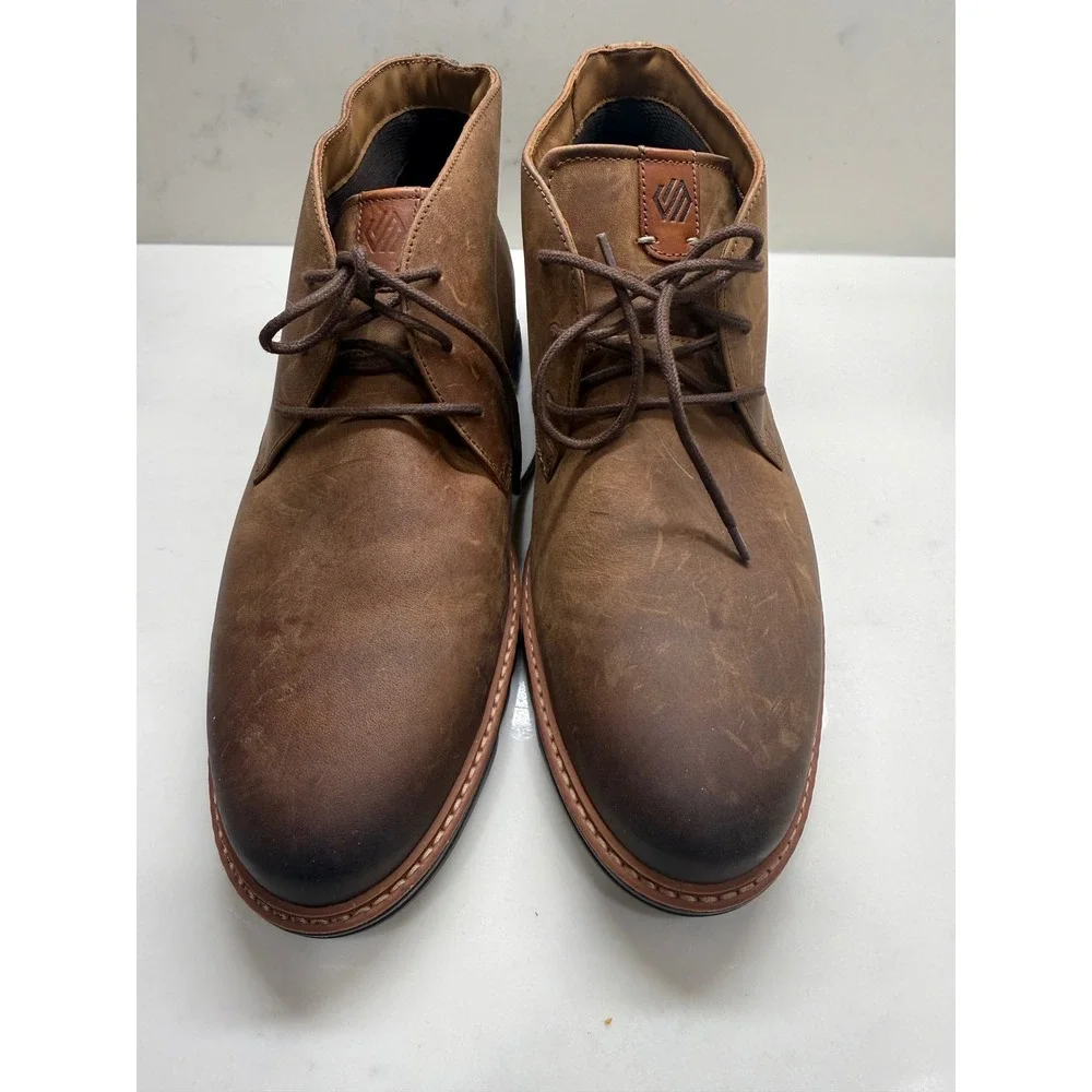 Johnston & Murphy Mens TRUFOAM Oiled Leather Chukka Boots Brown Size 9.5M